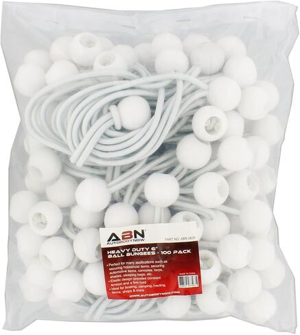 ABN Bungee Cords with Balls - 25 Pack Black Ball Bungee Cords - 6 Inch Ball Bungee Straps to Tie Down Tarps, Tents, Canopies, and Shelters in Saudi Arabia