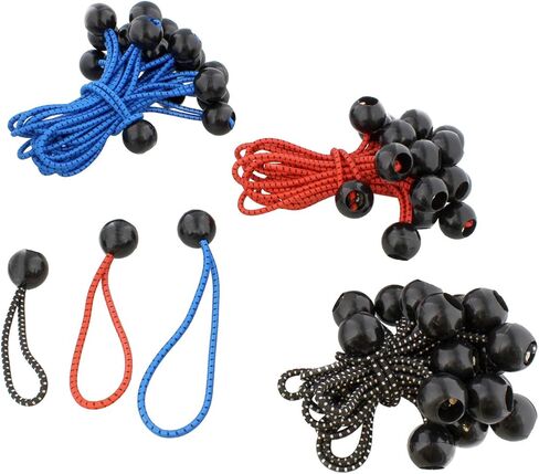 ABN Bungee Cords with Balls - 25 Pack Black Ball Bungee Cords - 6 Inch Ball Bungee Straps to Tie Down Tarps, Tents, Canopies, and Shelters in Saudi Arabia