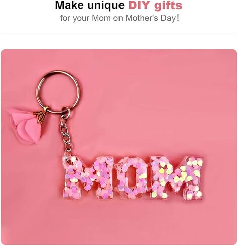 Shiny Glossy MOM Letter Style Keychain Mold Fashion Resin Silicone Mould Craft for DIY Pendant Necklace Charms Jewelry Making Tools Silicone Molds in Saudi Arabia