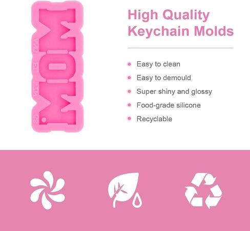 Shiny Glossy MOM Letter Style Keychain Mold Fashion Resin Silicone Mould Craft for DIY Pendant Necklace Charms Jewelry Making Tools Silicone Molds in Saudi Arabia