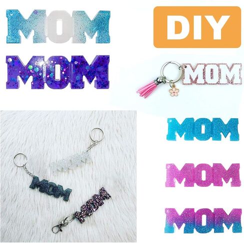 Shiny Glossy MOM Letter Style Keychain Mold Fashion Resin Silicone Mould Craft for DIY Pendant Necklace Charms Jewelry Making Tools Silicone Molds in Saudi Arabia