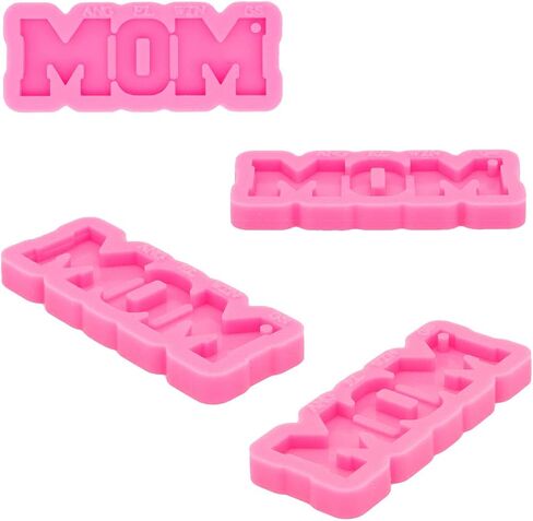 Shiny Glossy MOM Letter Style Keychain Mold Fashion Resin Silicone Mould Craft for DIY Pendant Necklace Charms Jewelry Making Tools Silicone Molds in Saudi Arabia