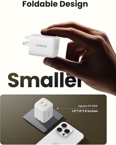 UGREEN 45W USB C Charger, Nexode 2 Port GaN Foldable PPS Wall Charger Block Support Samsung Super Fast Charging 2.0 for Galaxy S24 Ultra/Note 20, iPhone 15 Pro/14, iPad, MacBook, Steam Deck (Black) in Saudi Arabia