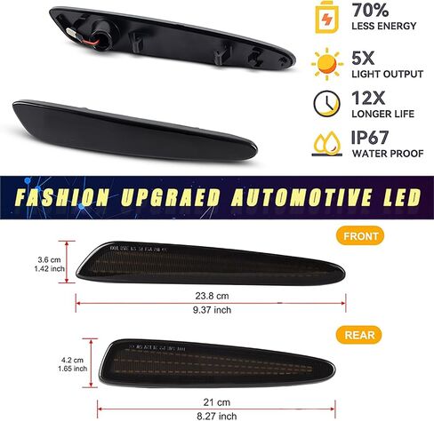 For Chevy Corvette C6 Z06 ZR1 2005-2013 LED Side Marker Lights, Smoked Lens Amber Front & Rear Red C6 Marker Lights Replace OEM #10316651 10316652 10316656 10440722 in Saudi Arabia