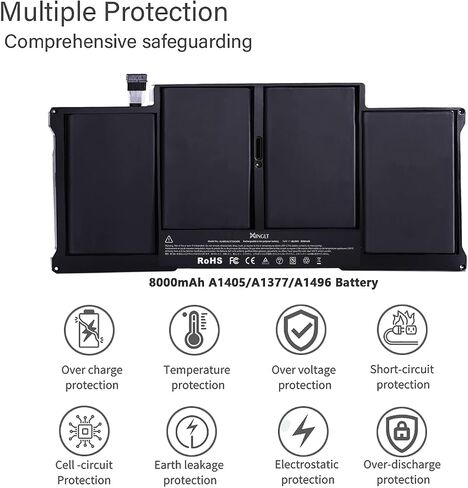 بطارية A1466 بسعة 8000 مللي أمبير في الساعة لجهاز Apple MacBook Air مقاس 13 بوصة A1466 (منتصف 2012، منتصف 2013، أوائل 2014، أوائل 2015،2017) A1369 (أواخر 2010، إصدار منتصف 2011)، نوع البطارية A1496 A1405 A1377 in Saudi Arabia