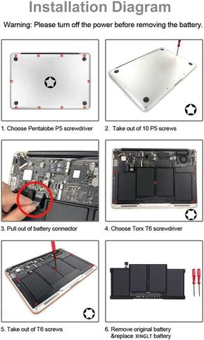 بطارية A1466 بسعة 8000 مللي أمبير في الساعة لجهاز Apple MacBook Air مقاس 13 بوصة A1466 (منتصف 2012، منتصف 2013، أوائل 2014، أوائل 2015،2017) A1369 (أواخر 2010، إصدار منتصف 2011)، نوع البطارية A1496 A1405 A1377 in Saudi Arabia