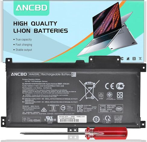 WA03XL WAO3XL Laptop Battery for HP Pavilion X360 14-BA 15-BK 15-BR 15-BR001TX Series HSTNN-UB7H HSTNN-LB7T TPN-W126 916367-541 916367-421 916812-055 916812-855 11.4V/48Wh 3-Cell. in Saudi Arabia