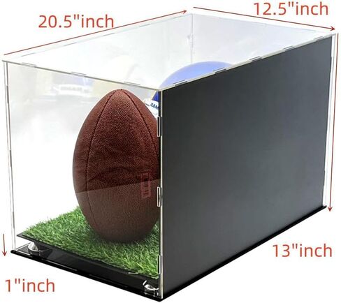 خوذة كرة القدم والكرة صندوق عرض أكريليك صندوق مرآة العشب الاصطناعي العشب 2 مستوى الناهض عرض الأحذية 20x12x12 in Kuwait