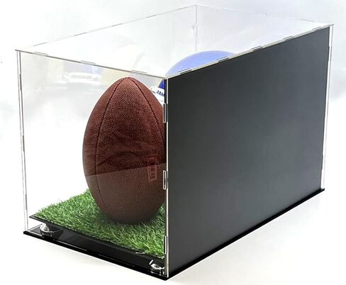 خوذة كرة القدم والكرة صندوق عرض أكريليك صندوق مرآة العشب الاصطناعي العشب 2 مستوى الناهض عرض الأحذية 20x12x12 in Kuwait