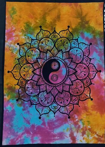 ICC Small Color Yin Yang Poster Tapestry Decoration Wall Decor Hanging Art Gift Tapestry psychedelic Wall hanging Hippie Hippy Dorm Decor Bohemian College Dorm (Black) in Saudi Arabia