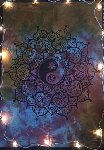 ICC Small Color Yin Yang Poster Tapestry Decoration Wall Decor Hanging Art Gift Tapestry psychedelic Wall hanging Hippie Hippy Dorm Decor Bohemian College Dorm (Black) in Saudi Arabia