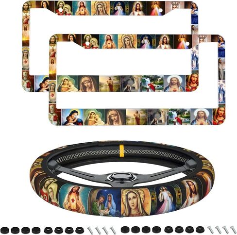 2-Pcs Jesus Is My Savior License Plate Frames Christian Aluminum Car Tag Cover Frames License Plate Holder Auto Accessories US Vehicles Standard (Screw Caps,Tire Pressure Monitor,portable screwdriver) in Saudi Arabia