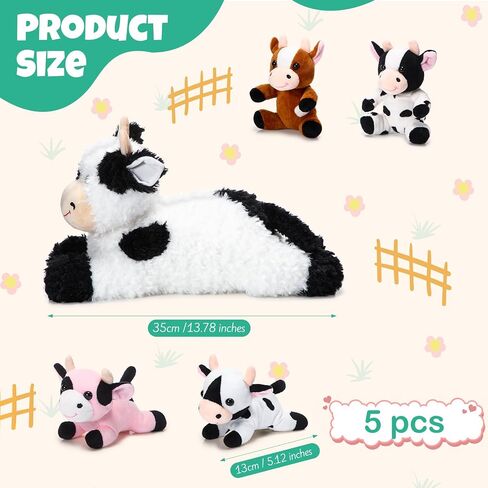 Shappy 5 Pcs Cow Stuffed Plush Animals Set, 1 Mommy Cow Stuffed Animal with 4 Baby Cute Plushy Cows in Her Tummy Cuddly Soft Plushie Toy Set for Party Favors Boys Girls Birthday Gifts in Saudi Arabia