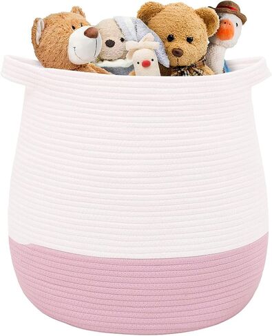 Large Woven Storage Basket,17.7"x16.9" Cotton Rope Basket (Minimalist, pink) in Saudi Arabia