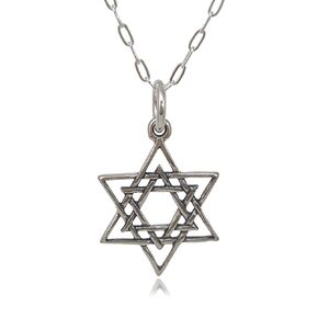 Sterling Silver Woven Star of David Charm Necklace, 18"