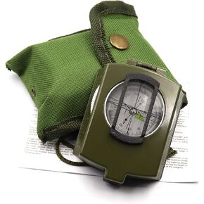 Military Compass Metal Sighting Lensatic Compass, Night Fluorescent, Impact Resistant and Waterproof, Survival Navigation Compass for Hiking, Camping, Hunting, Backpacking