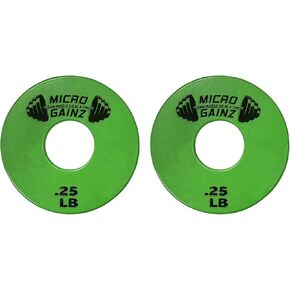 Micro Gainz Standard 1-Inch Center Hole Fractional 2 Pcs Color Weight Plates, Choose (.25LB-1LB) Designed for Standard 1-Inch Dumbbell & Barbell for Strength Training, Made in USA
