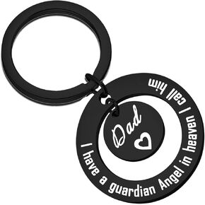 LQRI Dad Memorial Keychain Loss of Dad Gift Guardian Angel in Memory of Dad Keychain Daddy Remembrance Gift for Daughter Son