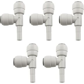 5PCS Water Pipe Stem Run Tee Fitting Connection Parts for 1/4 inch Tubing Push to Connect Plastic Quick Fittings for Reverse Osmosis System
