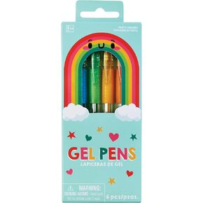 Amscan Vibrant Rainbow Gel Pen Set - 6.1" (Pack of 6) - Perfect for Creativity & Expression, Ideal for Artists and Stationery Enthusiasts