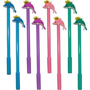 Maydahui 12 PCS Crown Dolphin Shaped Rollerball Pens Jumping Fish Whale Pen Cute Kawaii Pens Black Gel Ink Smooth Writing for School Stationery Office