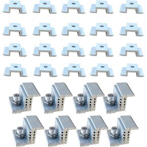 Solar Panel Clamps, Aluminum Solar Panel Mounting Z Brackets,Adjustable Solar Panel End Clamp 30-45Mm, 20Pcs Mid Clamps, 8Pcs End Clamps for Solar Panels