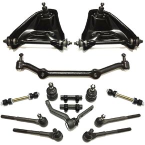 PartsW - 14 Pc Suspension Upper Control Arm w/Ball Joints Sway Bars Tie Rod Ends Adjusting Sleeves Center Link Idler Arm Kit Compatible with RWD Models