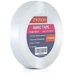 Double Sided Tape Heavy Duty (18FT), Multipurpose Mounting Tape Removable Nano Tape Adhesive Gel Grip, Washable Strong Sticky Wall Tape Strips Transparent Tape Poster Carpet Tape for Home & Office