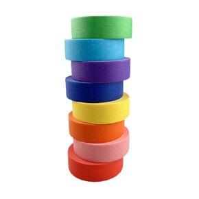 Rainbow Colored Masking Tape - 8 Colors Decorative Paper Tape for Art Crafts DIY, Labeling, Drafting, Scrapbooking (18mm x10m)