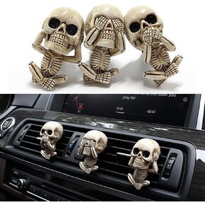 Zafar 1 PC Skull Car Vent Decoration, Car Vent Clips, Automotive Air Conditioner Vent Accessories, Halloween Car Decoration, Universal for Most Cars, Trucks (Brown)