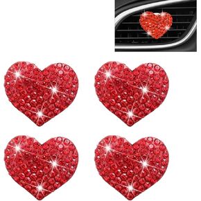 Bling Heart Air Vent Clips, 4 Pcs Heart Car Air Conditioning Outlet Clip Glistering Crystals Car Air Freshener Clip Charm Car Inter Decor Accessories (Dark blue(4 Pcs)) in Saudi Arabia
