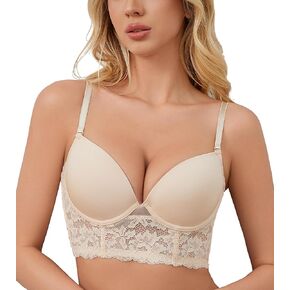 Lowback Comfort Lace Bralette Backless V Cut Underwire Bra for Women
