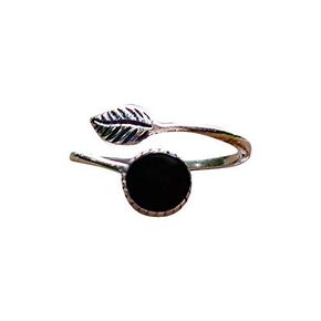 Bottled Up Designs Handmade Vintage Black Leaf Ring, Recycled Antique Depression Bottle Glass, Sterling Silver, Eco Friendly, Made in USA, Birthday Gifts, Mothers Day, Women, Anniversary