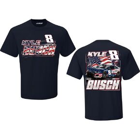 Kyle Busch #8 NASCAR 2024 Patriotic Cheddar's Pit Road Patriotic 2 Sided Navy T-Shirt