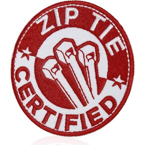 Zip Tie Certified Patch, Funny Morale Patch for Blue Collar Worker Builder, Embroidered Tactical Hook and Loop Patches for Backpacks, Hard Hats, Dog Harnesses, Vests, Bags