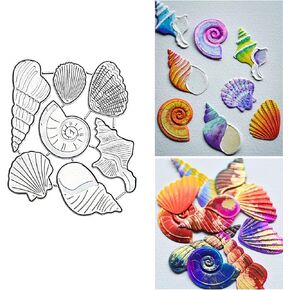 7pcs/Set Shell Metal Die Cuts,Shells Conch Frame Background Wedding Cutting Dies Cut Stencils for DIY Scrapbooking Album Embossing Paper Dies Card Making