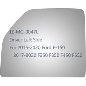 Upper Towing Mirror Glass fit for 2015-2020 F150, 2017 2018 2019 2020Ford F250 F350 F450 F550 Super Duty Pickup Truck Driver Left Side LH Flat Replacement Including Adhesive