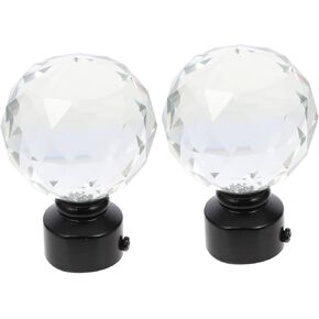 2pcs Crystal Curtain Rod Ends Crystal Knobs Curtain Rod Caps Brass Knobs White Decor Curtain Rods Crystals Decor Black Curtain Rod Curtain Supplies Decorative Head Glass Door