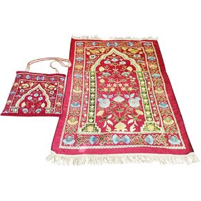 Muslim Prayer Rug Islamic Mat for Muslim Prayers Great Ramadan Gift for Muslim Men Women Portable Prayer Mat Rug Turkish Pocket Praying Rug Thick Large Padded Sajadah Muslim Prayer Rug Velvet Carpet