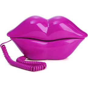 Suwimut Lip Phone, Cute Corded Lip Telephone Novelty Sexy Wired Mouth Phone Cartoon Shaped Real Desktop Landline Telephone for Home Office Shops Decor (Rose)