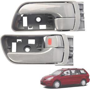 مقابض الأبواب الداخلية اليسرى واليمنى متوافقة مع Toyota Sienna 2004 2005 2006 2007 2008 2009 2010 استبدال 69206-AE010 69205-AE010 69206-AE010-B1 مقبض داخلي 2 قطعة