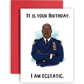 It’s Your Birthday I’m Ecstatic - Funny Birthday Card Raymond Holt – Brooklyn Nine Nine Card - happy birthday card for her - best friend birthday card - funny birthday card for her – A5