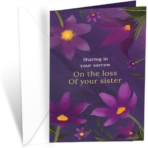 Prime Greetings Sympathy Card Loss of Sister, Made in America, Eco-Friendly, Thick Card Stock with Premium Envelope 5in x 7.75in, Packaged in Protective Mailer