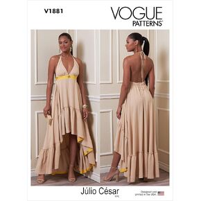 Vogue Misses' Halter Neck Dress Sewing Pattern Kit, Design Code V1881, Sizes XS-S-M