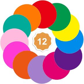 Konsait 12 Pieces Dry Erase Circles, Dry Erase Table Spots Removable Vinyl Dots Stickers Colorful Wall Decal White Board Marker Classroom Table Spots for Home Office School Decorations(11.8 Inch)