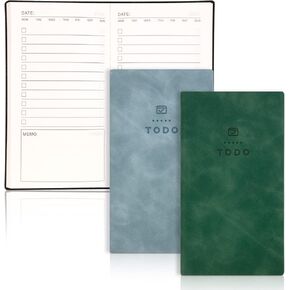 2Pcs to Do List Notebook, 196 Pages Planner Pocket Notebook, Leather Cover Daily to Do List Notepad, Small Undated Planner Checklist Notebook for Home, Office Supplies, Study, Work, School