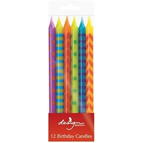 Design Design Hooray Stripes Stick Candles, 1/4 x 4, Multicolor