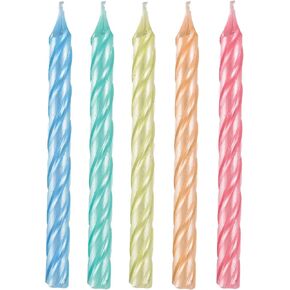 Pastel Pearlized Spiral Candles - 3.25" | Assorted Color | Pack of 12