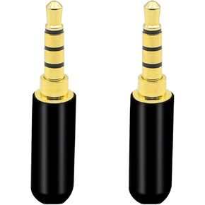 3.5mm Audio Solder Plug, 3.5mm 4 Pole Gold Plated DIY Audio Cable Replacement Terminal Connector Support Microphone YOUCHENG, for Repair and Replace DIY Stereo Headphones (2-Pack)