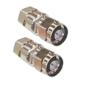 2pcs N Type Male Crimp Adapter 1/2" Plug Connector for Corrugated Copper Standard Andrew Heliax Silver